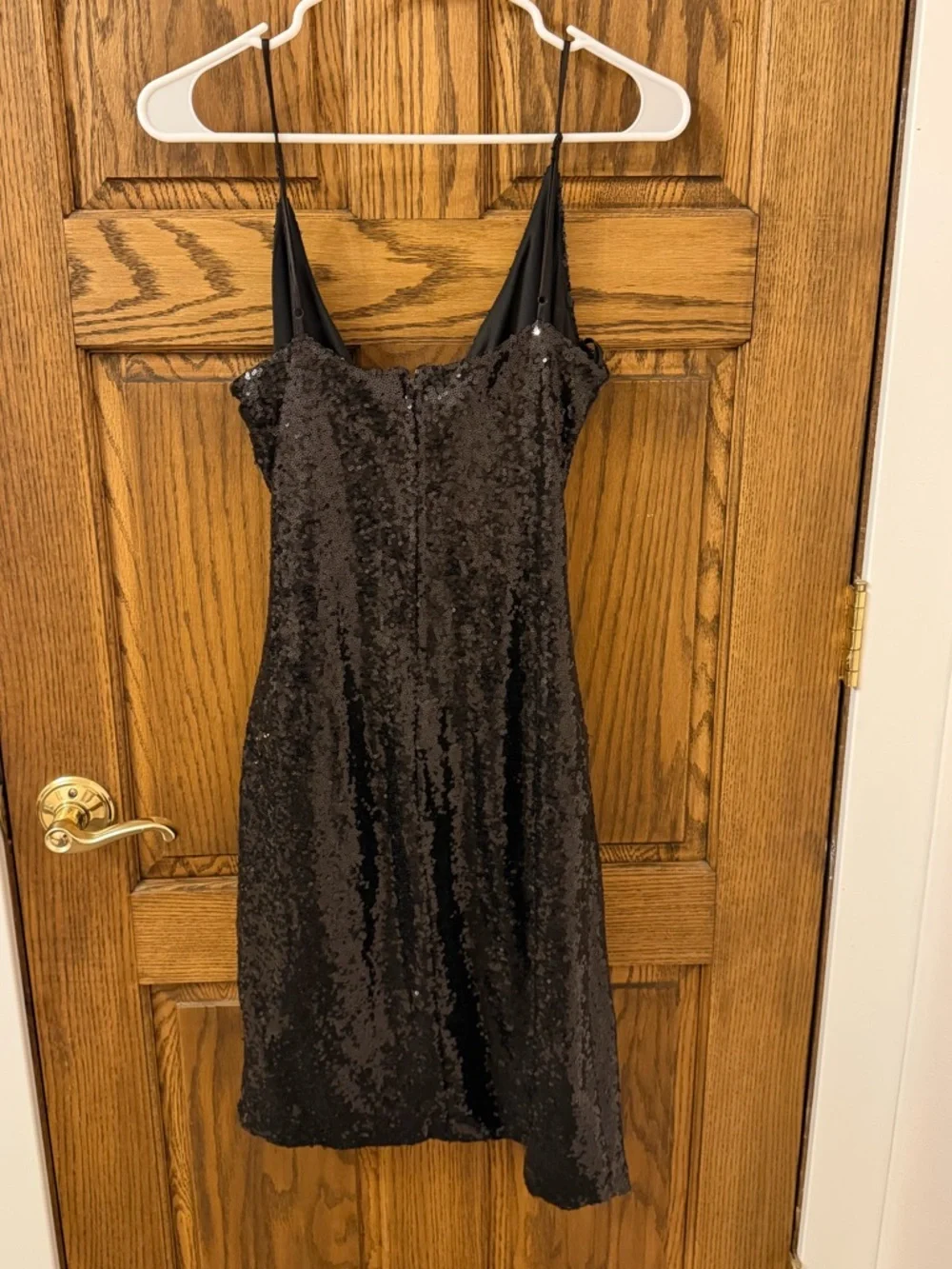 B. Smart Black Sequin Mini Dress with Spaghetti Straps NWOT - Picture 5 of 7